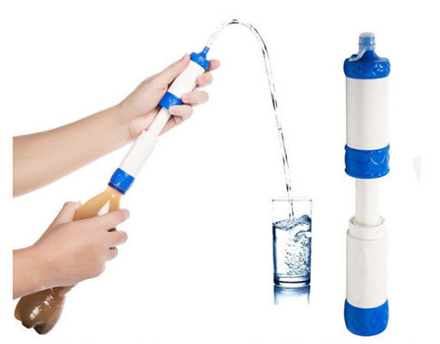 Blue 1L Survival  Water Filter Straw For Outdoor Camping