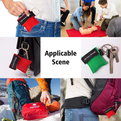 Custom Red Cross Pocket Cpr Mask Keychain With Gloves First Aid Face Shield Bag Pouch