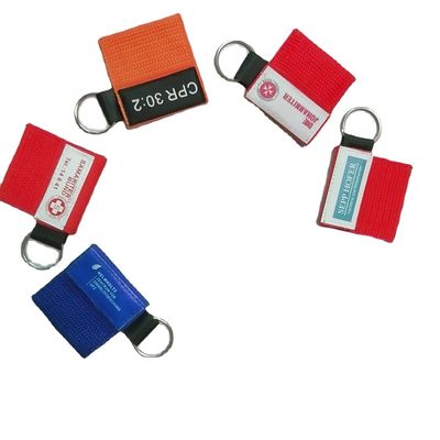 Custom Red Cross Pocket Cpr Mask Keychain With Gloves First Aid Face Shield Bag Pouch