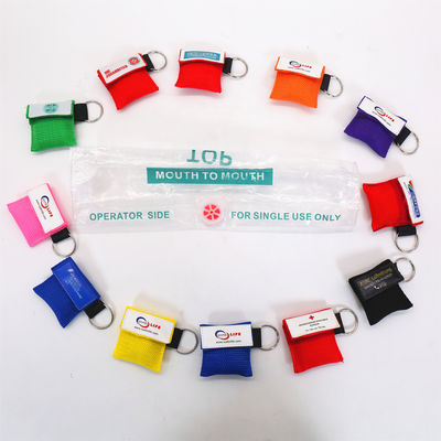 Custom Red Cross Pocket Cpr Mask Keychain With Gloves First Aid Face Shield Bag Pouch