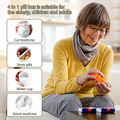 Easy Open Hospital Pill Dispenser Box Tablet Cutter Crusher Box Grind Individual Medication