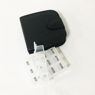 Wholesale 14 Days 56 Compartment Leather Pill Case Daily 4 Times a day Pill Box
