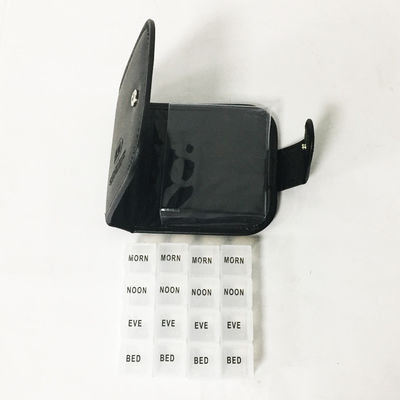 Wholesale 14 Days 56 Compartment Leather Pill Case Daily 4 Times a day Pill Box