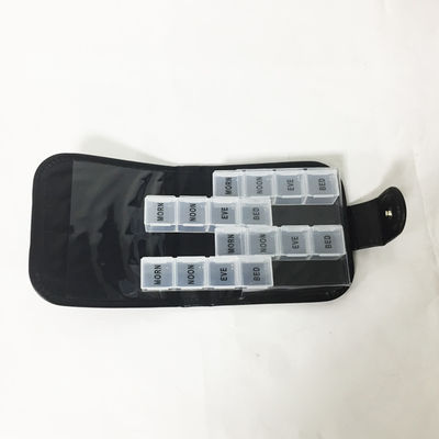 Wholesale 14 Days 56 Compartment Leather Pill Case Daily 4 Times a day Pill Box