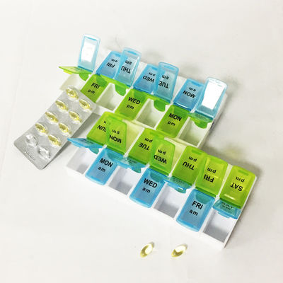Wholesale Detachable Weekly Pills storage cases 14 Compartment 7 days pills box