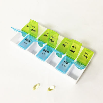 Wholesale Detachable Weekly Pills storage cases 14 Compartment 7 days pills box
