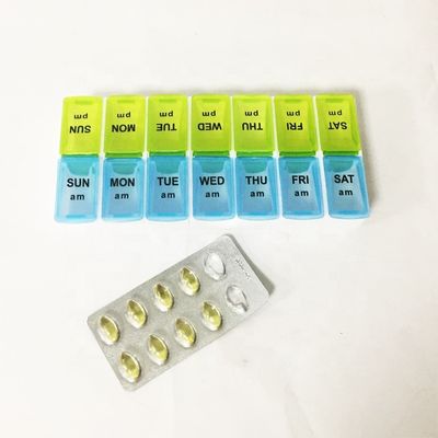 Detachable pill box Food Grade Promotion Gift  weekly 14 case medicine box Plastic Pill Organizer Box 7 days