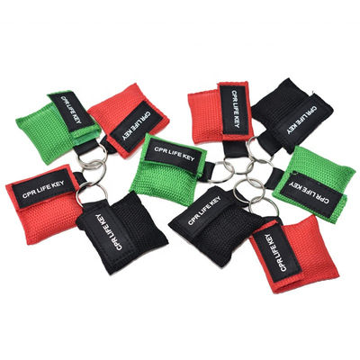 Custom Red Cross Pocket Cpr Mask Keychain With Gloves First Aid Face Shield Bag Pouch