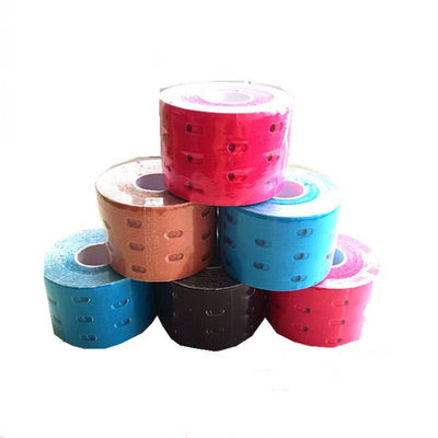 Hot Selling Cotton Kinesiology Sport Tape For Reduce Muscle Pain Holes 5CM*5M